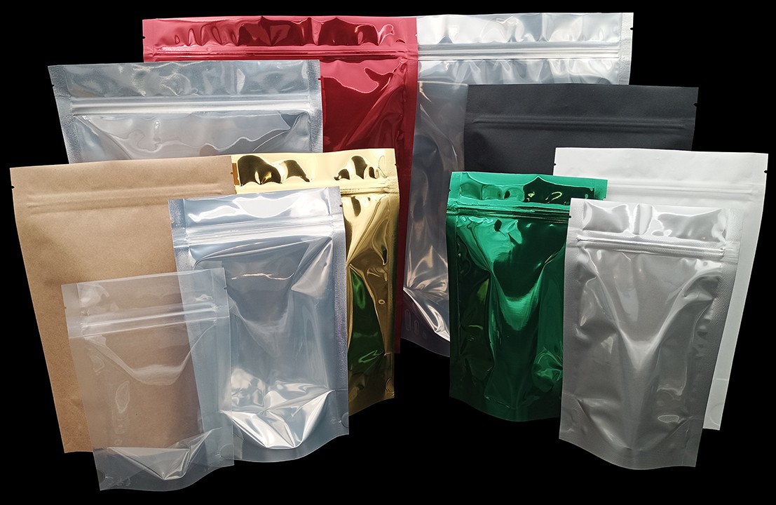 Stand up pouches, various colours/sizes