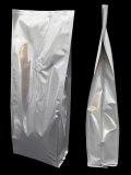1Kg Side Gusset Coffee Bags with Valve (Quad Seal) - Silver