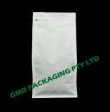 500g Recyclable Box Bottom Bag with Pull Tab Zip - Matte White