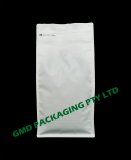 500g Recyclable Box Bottom Coffee Bag with Pull Tab Zip - Matte White