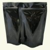 100G SOLID BLACK STAND-UP POUCH WITH VALVE
