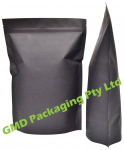 500g Stand Up Pouch with Zip - All Black Kraft Paper