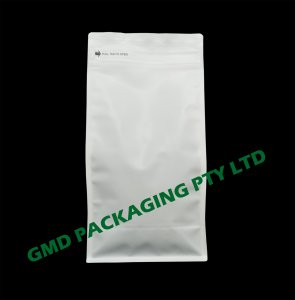 500g Matte White Recyclable Box Bottom Bag 