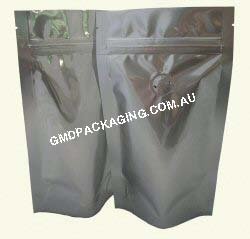 100g Stand Up Pouch Coffee Bags with Valve and Zip - Solid Silver (Foil)