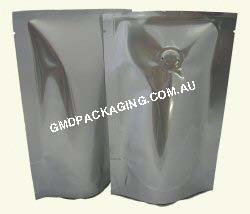 70g Stand Up Pouch Coffee bags with Valve - Solid Silver (Foil)