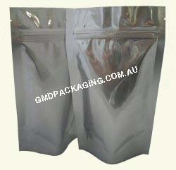 150g Stand Up Pouch with Zip - Solid Silver (Foil)
