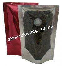 70g Stand Up Pouch Coffee Bags with Valve - Clear/Red