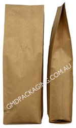 500g Side Gusset Coffee Bags with Valve (Quad Seal) - Kraft Paper