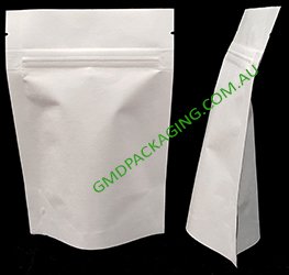 750g Stand Up Pouch Coffee Bags with Zip - All White Kraft Paper