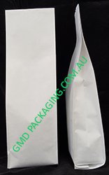 500g Side Gusset Bag (Quad Seal) - White Kraft Paper